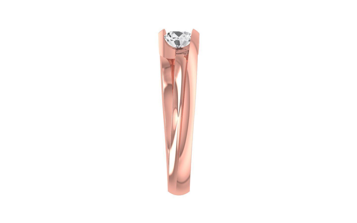 Round Cut Solitaire Engagement Ring 3dm STL OBJ FBX Render  3D print model_1