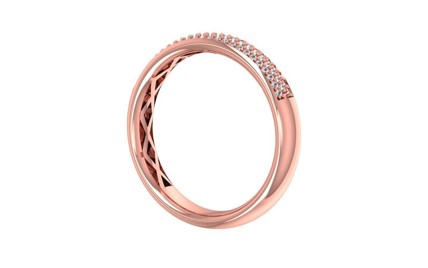 Round Diamond Women Wedding Band 3dm STL OBJ FBX Render Details 3D print model_2