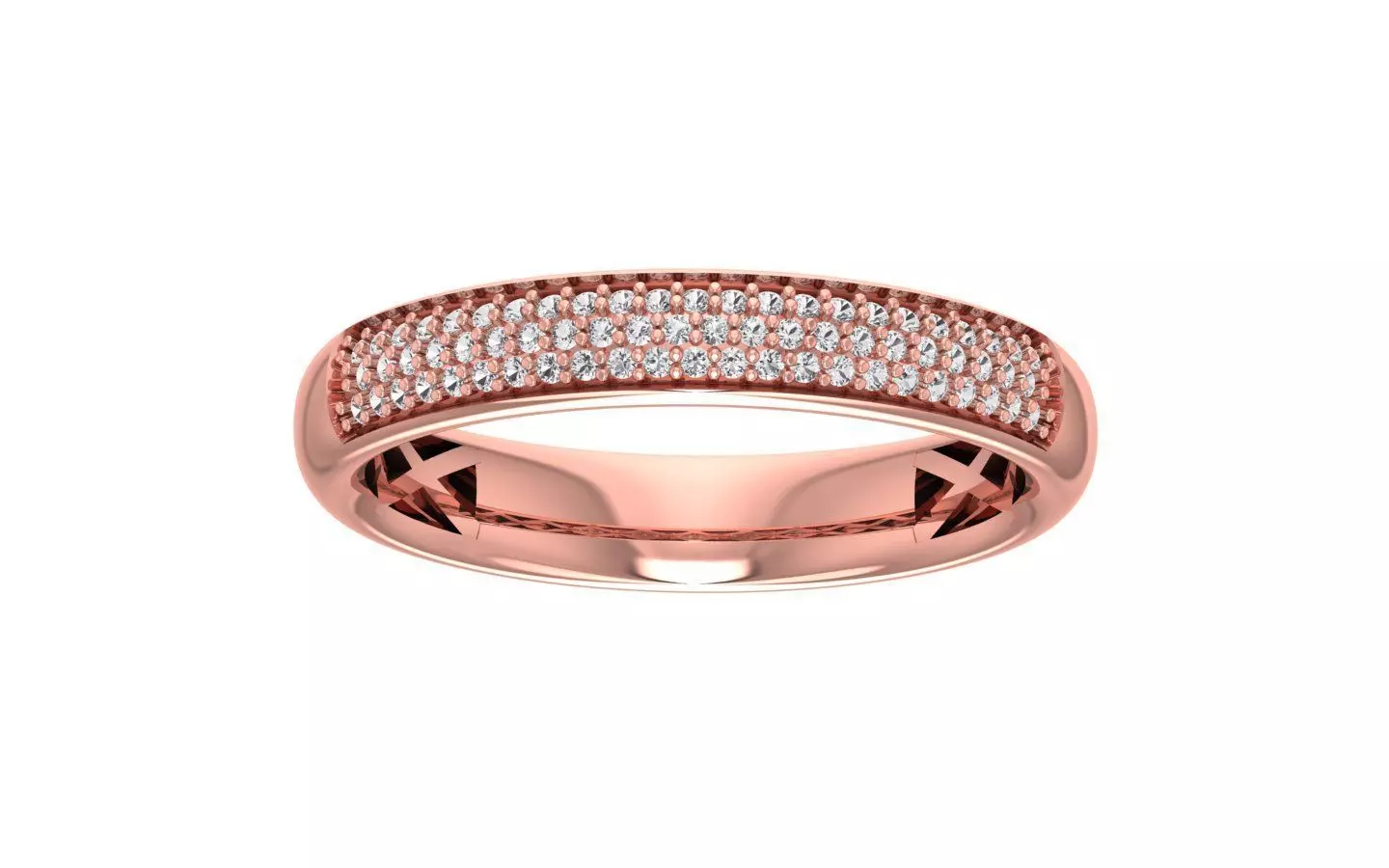 Round Diamond Women Wedding Band 3dm STL OBJ FBX Render Details 3D print model_0