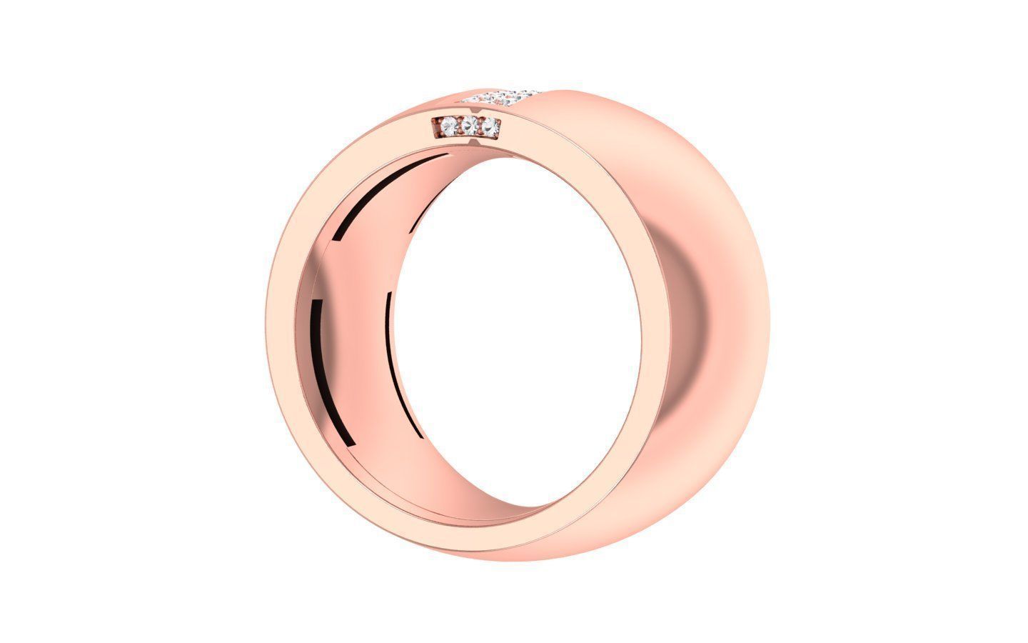 Women Wide Diamond Wedding Band 3dm STL OBJ FBX Render Details 3D print model_1