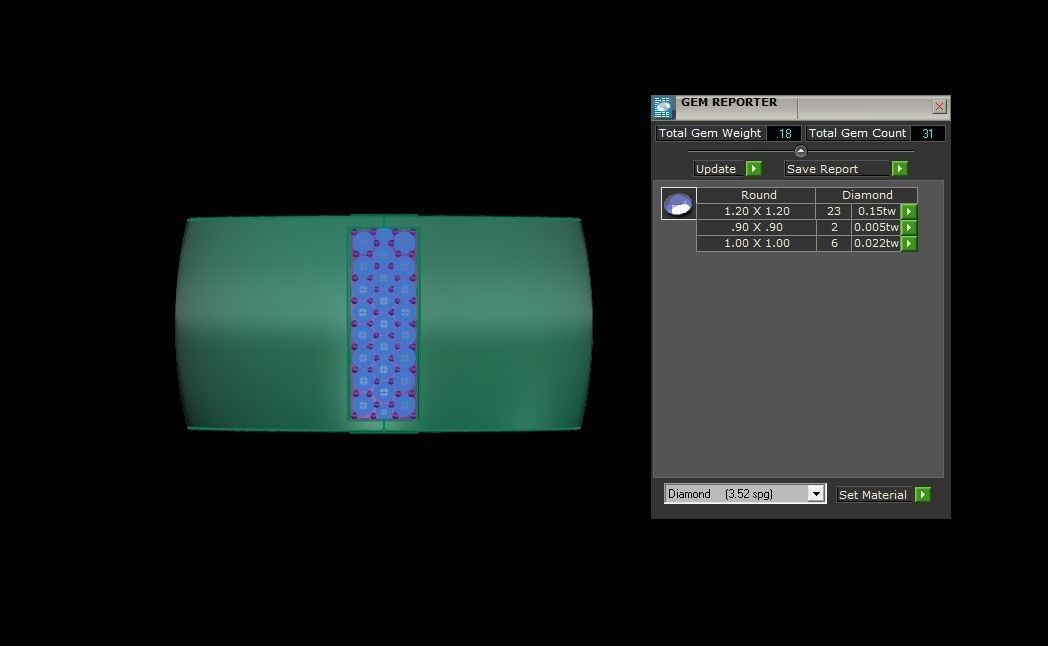 Women Wide Diamond Wedding Band 3dm STL OBJ FBX Render Details 3D print model_3