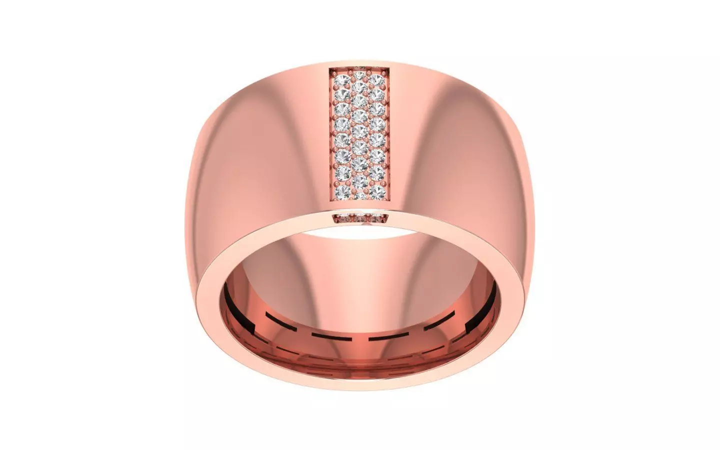 Women Wide Diamond Wedding Band 3dm STL OBJ FBX Render Details 3D print model_0