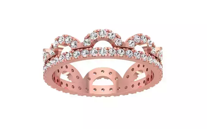 Round Diamond Crown Women Wedding Band 3dm STL OBJ FBX Render 