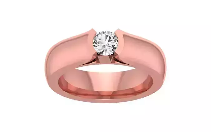 Round Cut Solitaire Wedding Band 3dm STL OBJ FBX Render Details