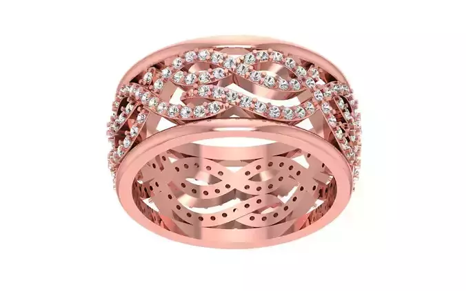 Round Diamond Women Wedding Band 3dm STL OBJ FBX Render Details