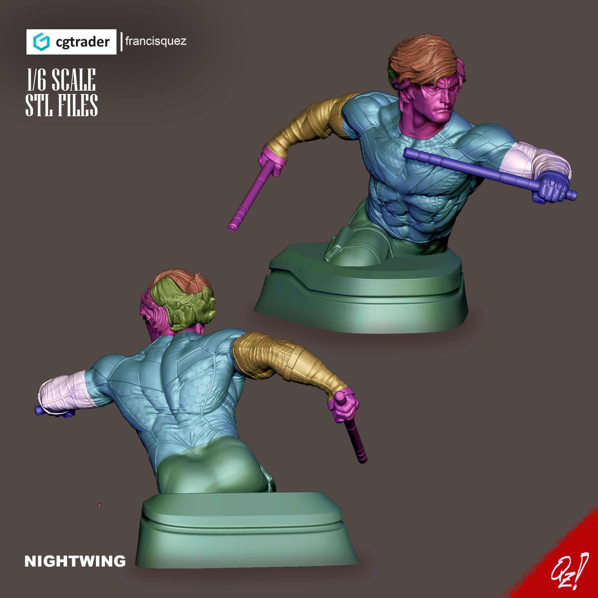 Nightwing Bust 3D print model_5