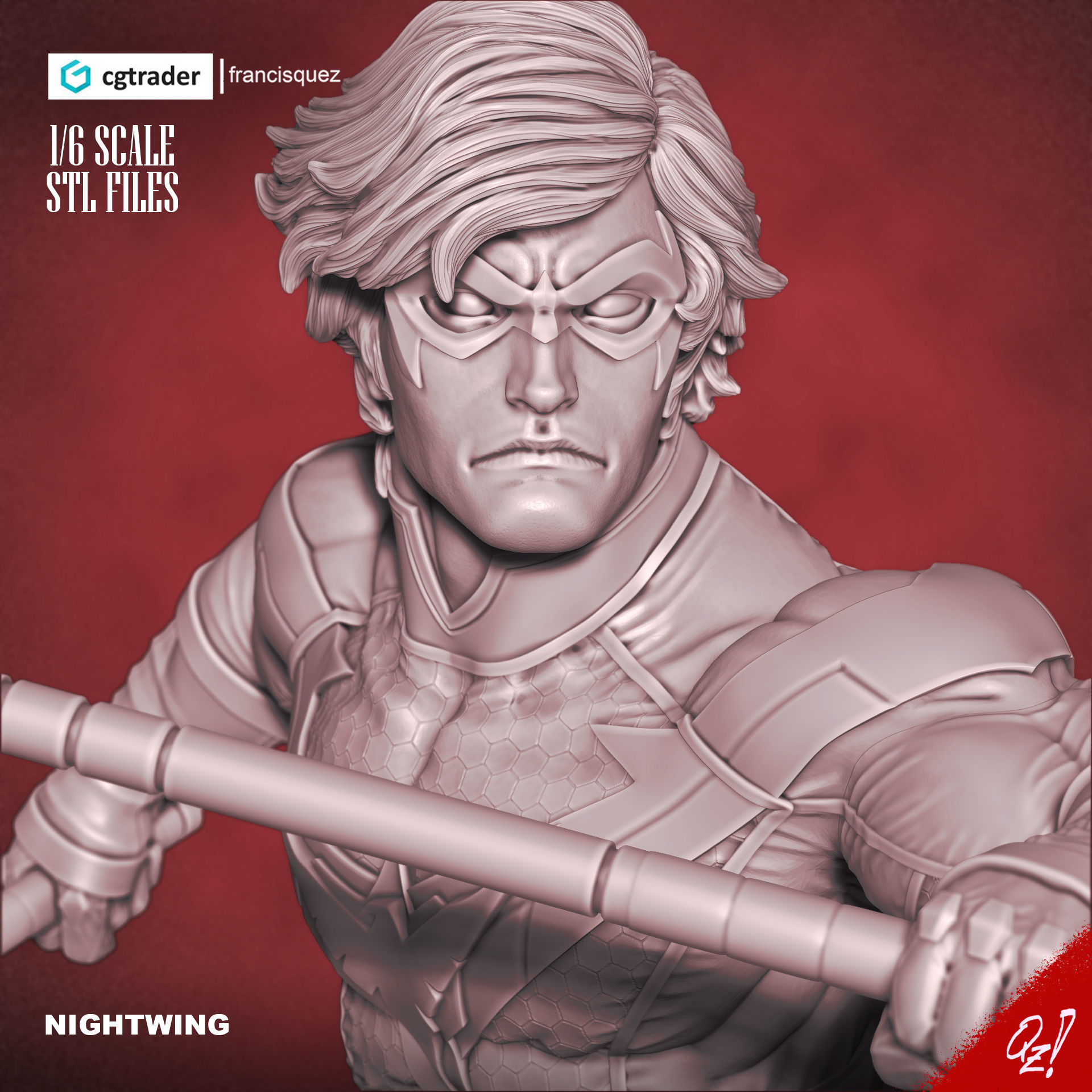 Nightwing Bust 3D print model_4