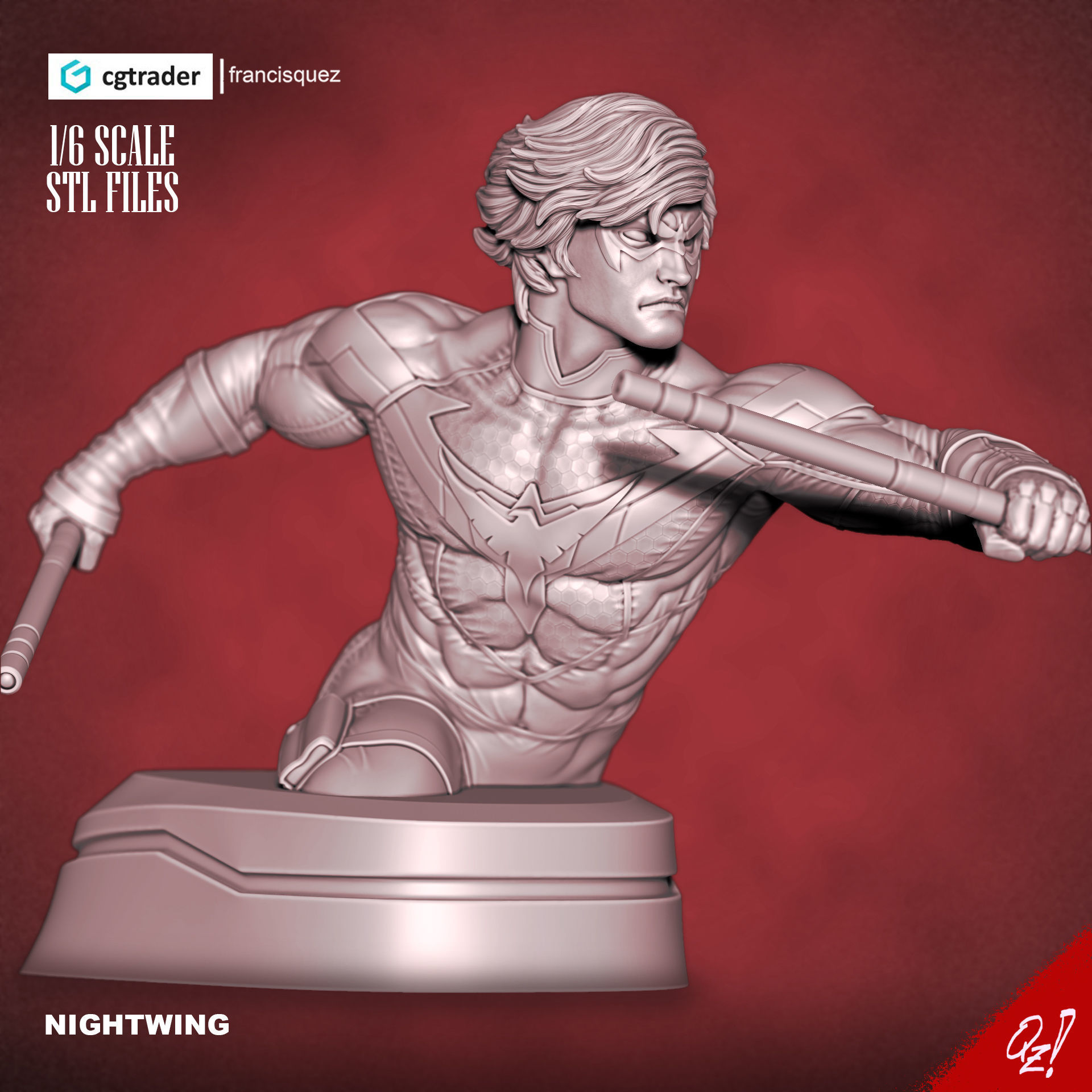 Nightwing Bust 3D print model_3