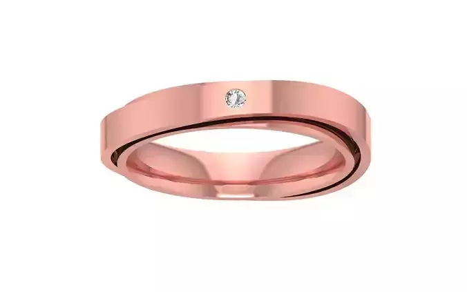 Solitaire Round Diamond Wedding Band 3dm STL OBJ FBX Render