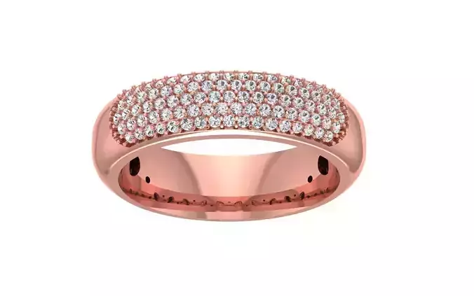 Round Diamond Pave Setting Women Wedding Band 3dm STL OBJ FBX 