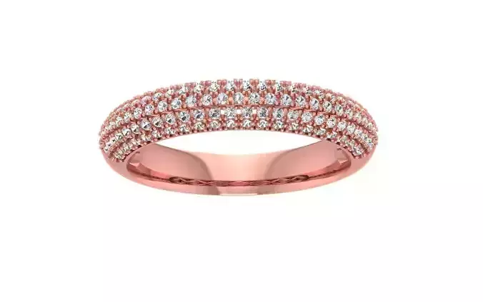 Round Cut Pave Set Wedding Band 3dm STL OBJ FBX Render Details