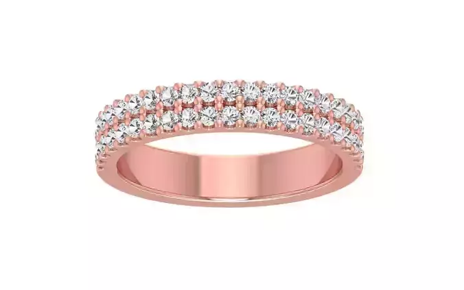 Double Row Round Diamond Wedding Band 3dm STL OBJ FBX Render