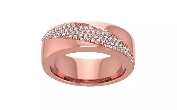 Round Diamond Women Wedding Band 3dm STL OBJ FBX Render Details