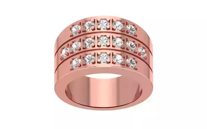 Round Diamond Wedding Band 3dm STL OBJ FBX Render Details