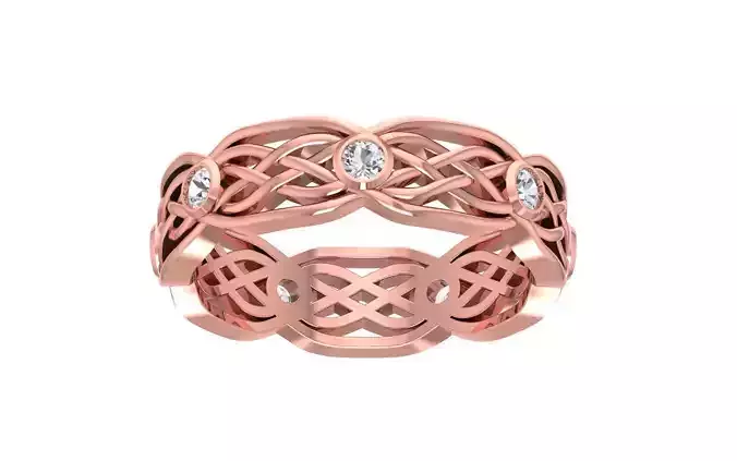 Round Cut Bezel Set Wedding Band 3dm STL OBJ FBX Render Details