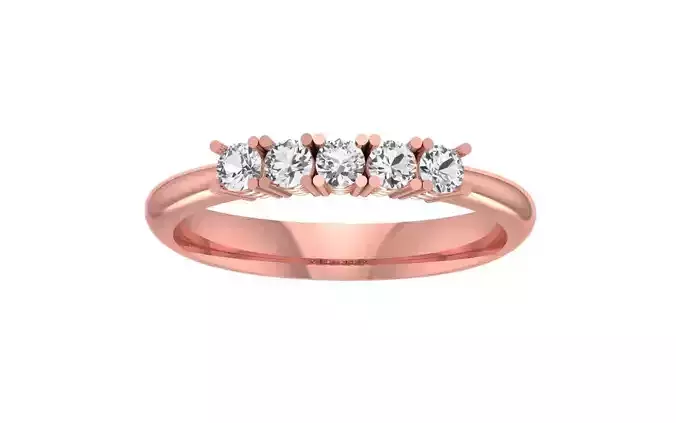 Five Stone Round Wedding Band 3dm STL OBJ FBX Render Details