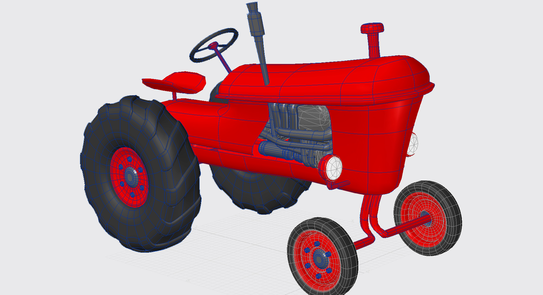 Vintage Red Tractor For Farming 3D  3D model_4