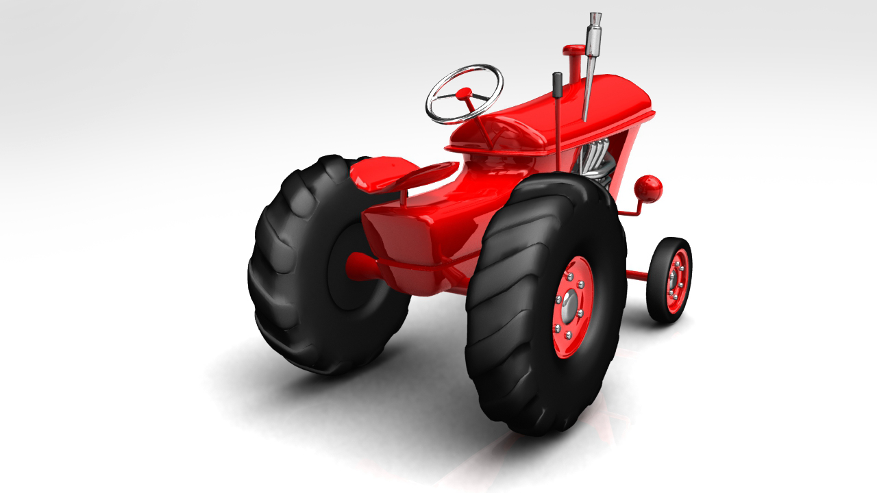 Vintage Red Tractor For Farming 3D  3D model_2