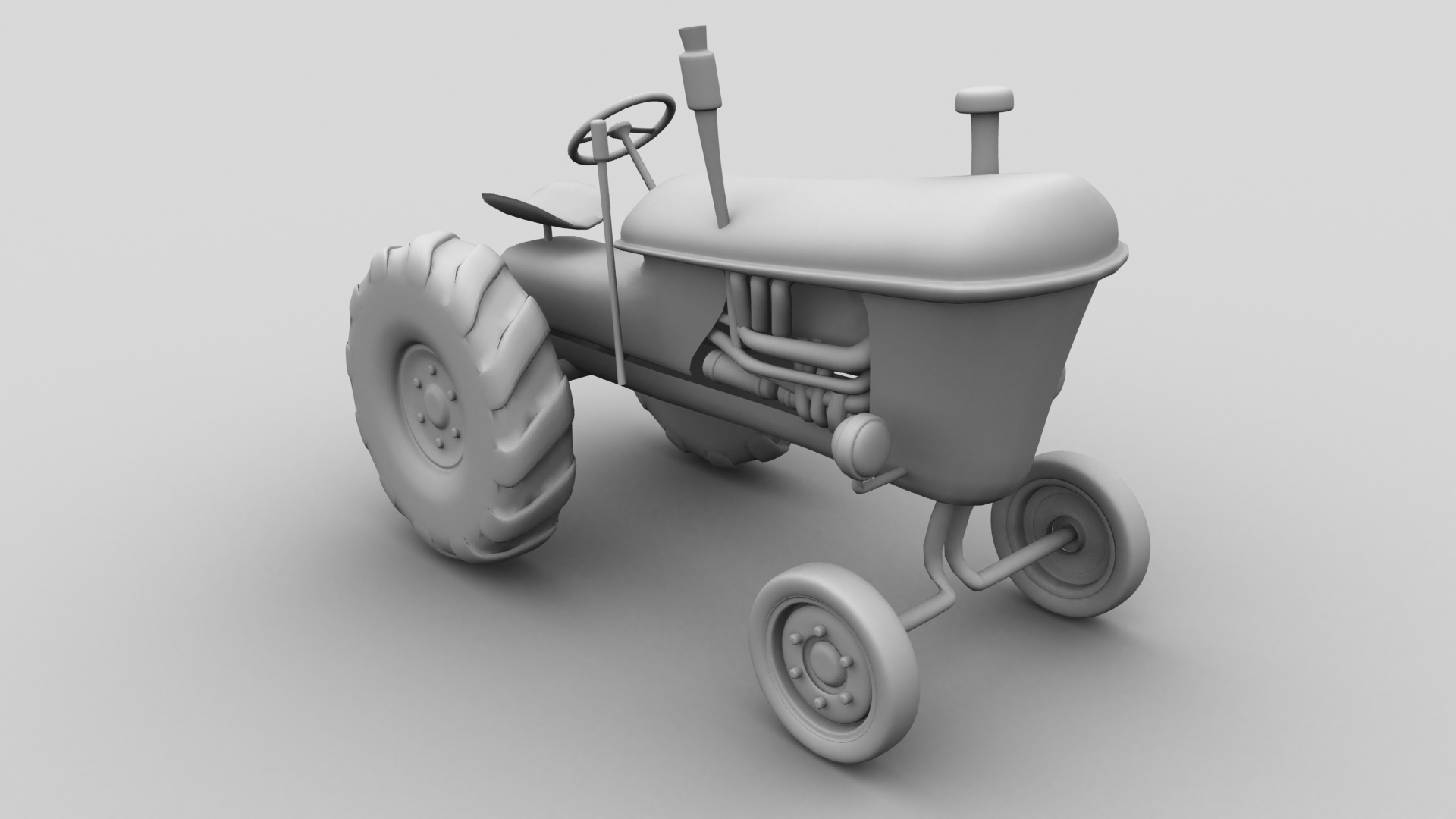 Vintage Red Tractor For Farming 3D  3D model_3