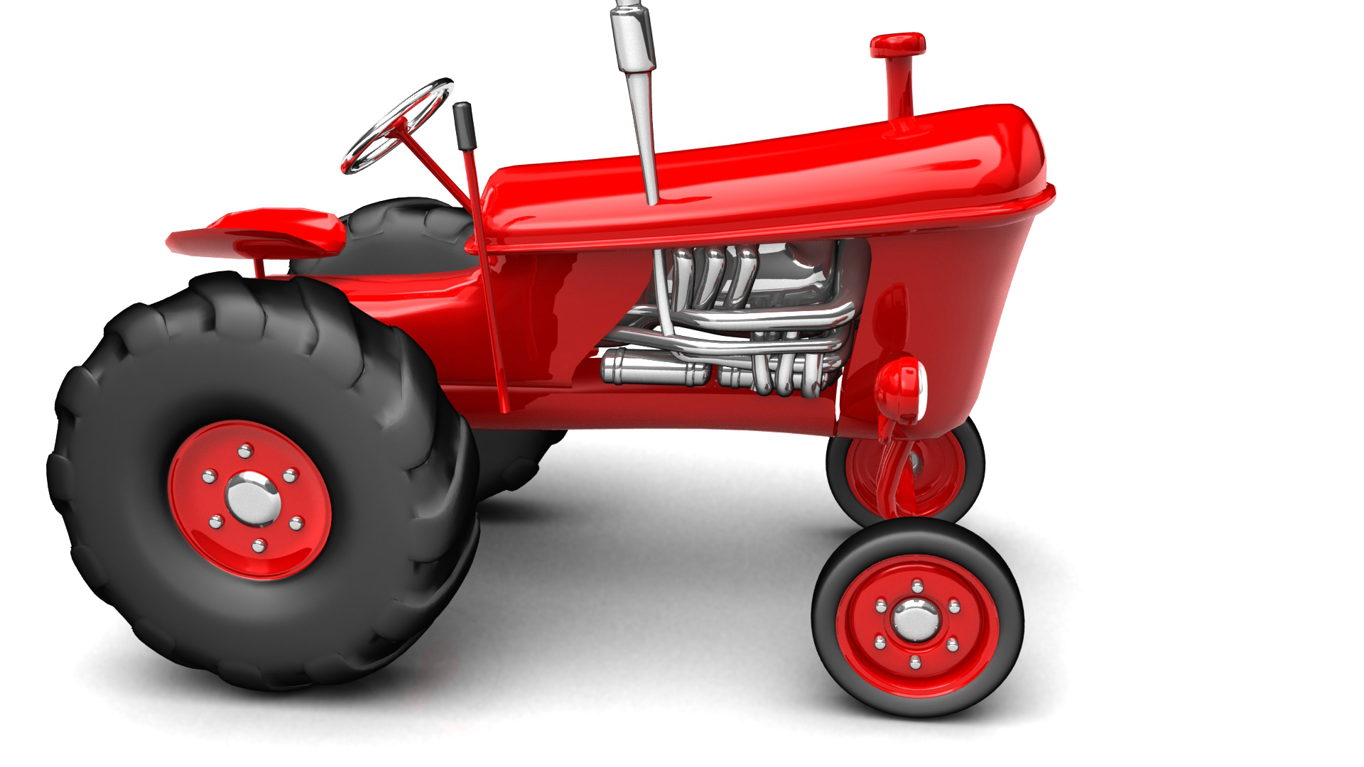 Vintage Red Tractor For Farming 3D  3D model_1