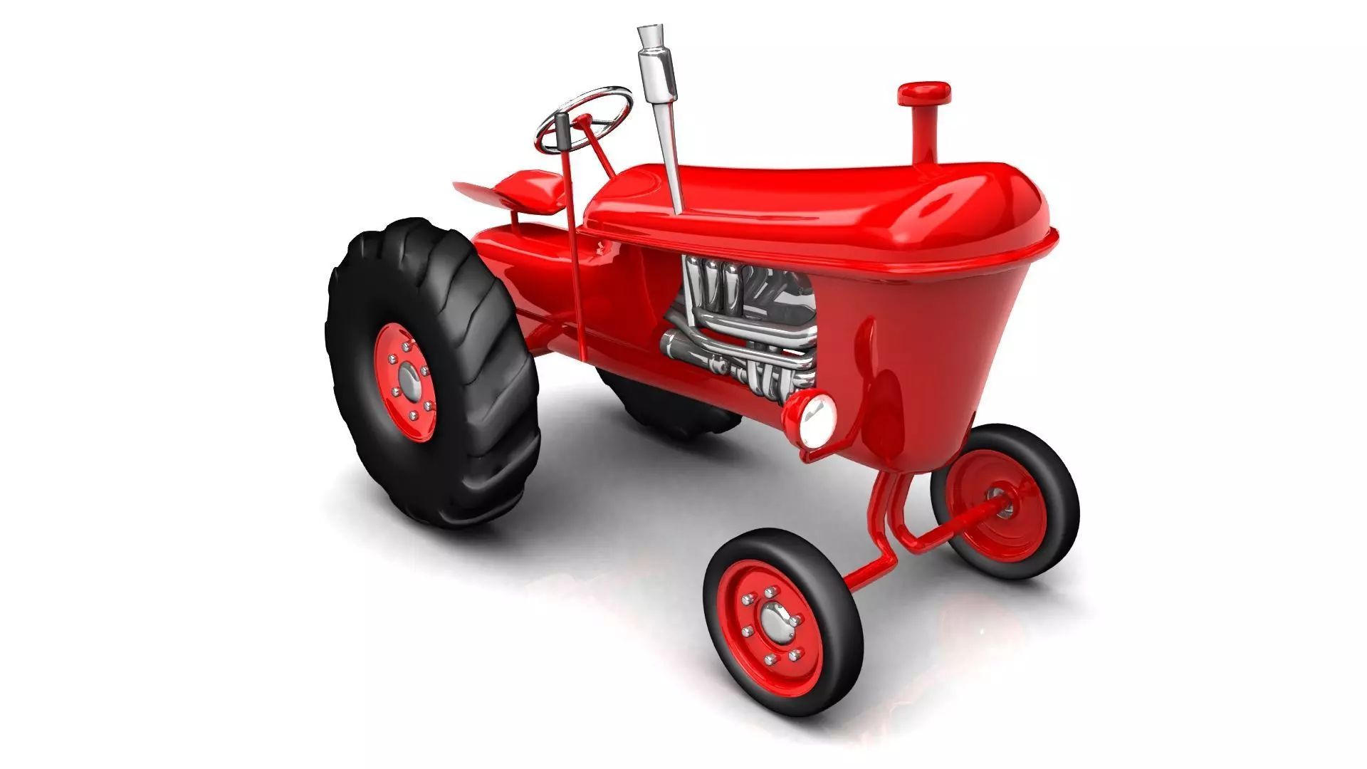 Vintage Red Tractor For Farming 3D  3D model_0