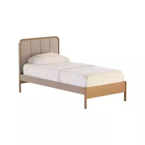 Wes Twin Upholstered Wood Bed 3D model