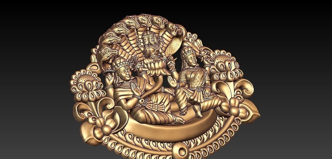 Vishnu Laxmi Ji Pendant 3D print model_4