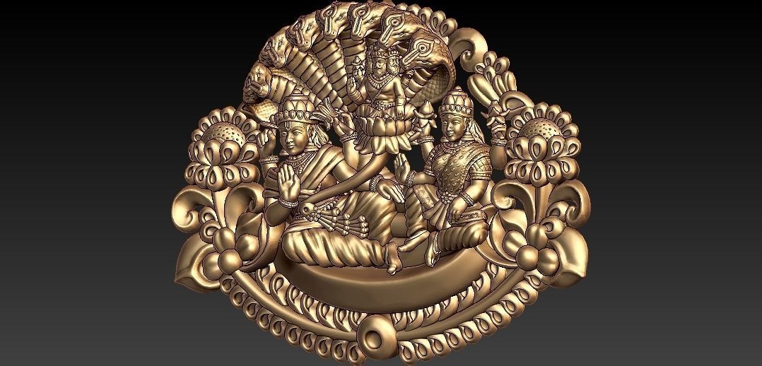 Vishnu Laxmi Ji Pendant 3D print model_1