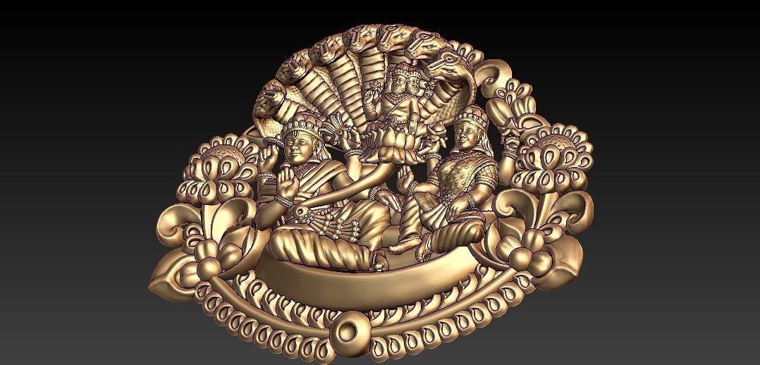 Vishnu Laxmi Ji Pendant 3D print model_3