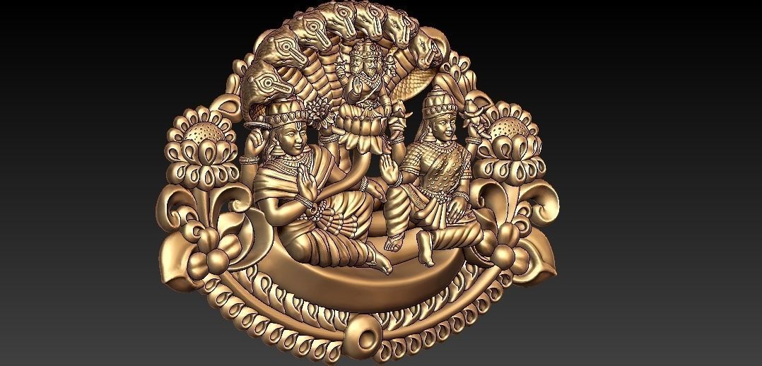 Vishnu Laxmi Ji Pendant 3D print model_2