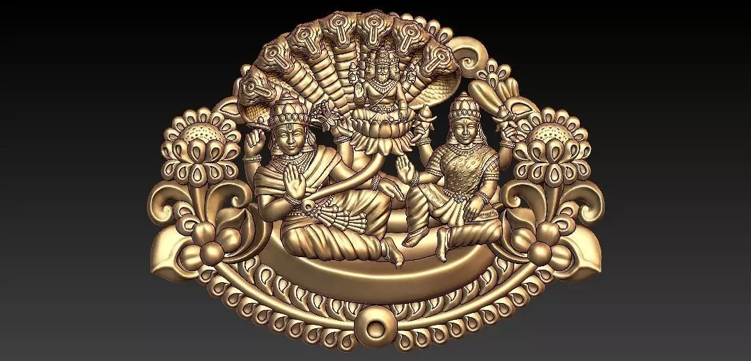 Vishnu Laxmi Ji Pendant 3D print model_0