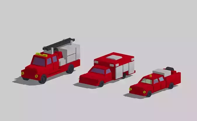 Wildland Style Fire Engine Truck Set by Outland Models Low-poly 3D model