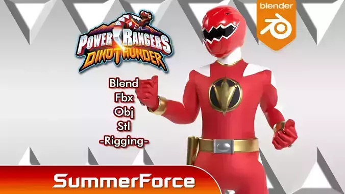 Red Dino Ranger - Dino Thunder Low-poly 3D model