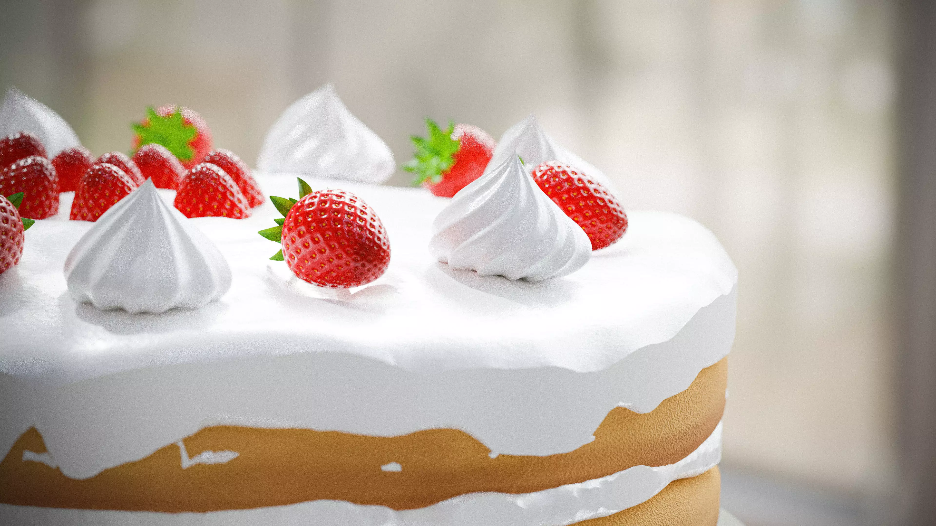 3D strawberry pie Free 3D model_0