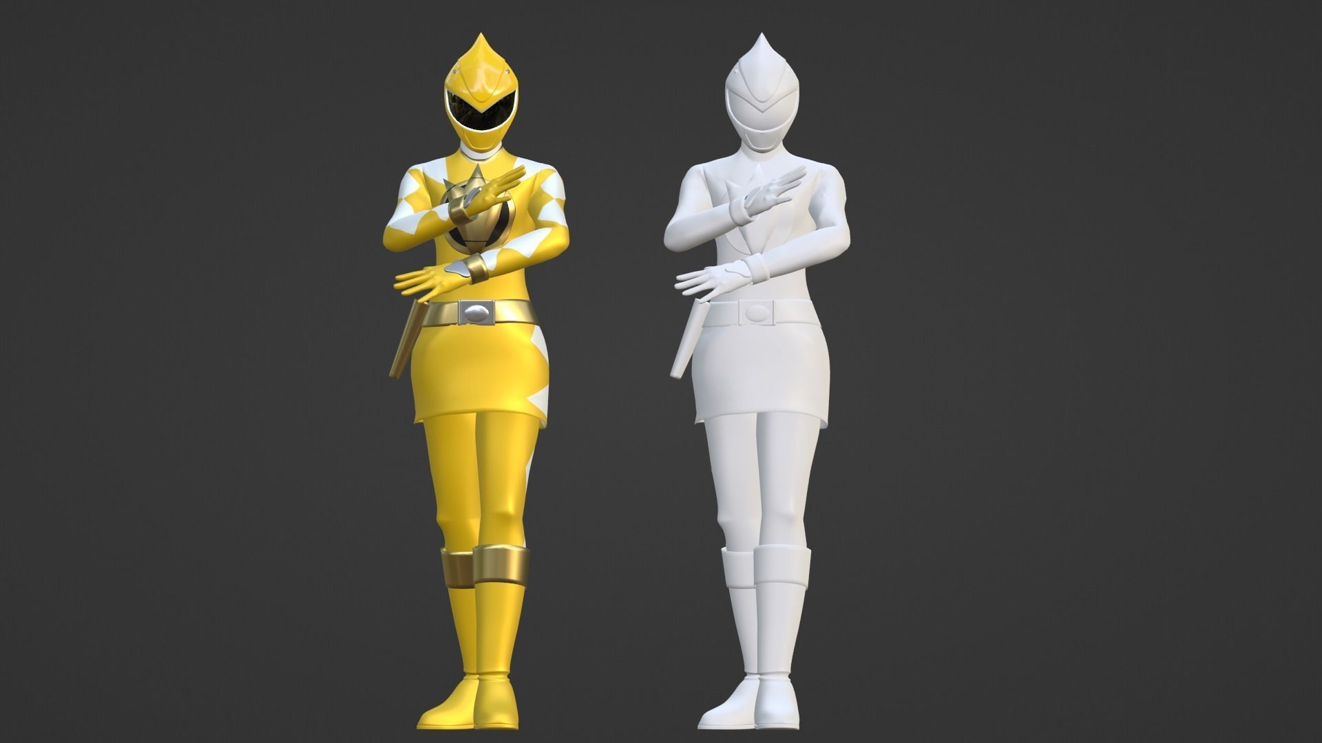 Yellow Dino Ranger - Dino Thunder 3D model rigged | CGTrader