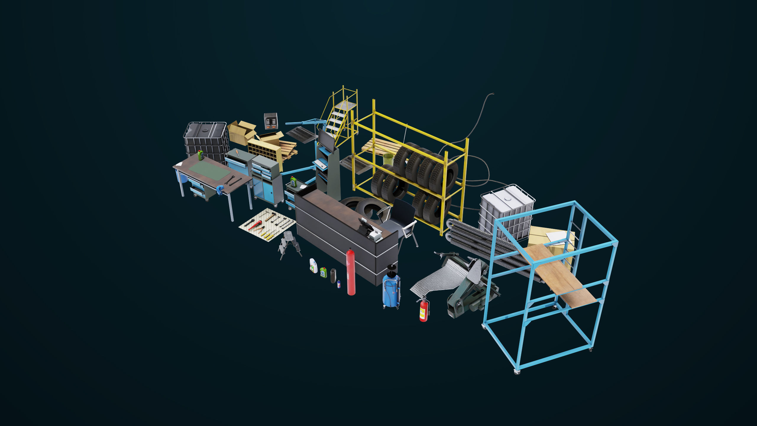 Workshop Tools Pack All PBR Unity UE Textures model Low-poly 3D model_5