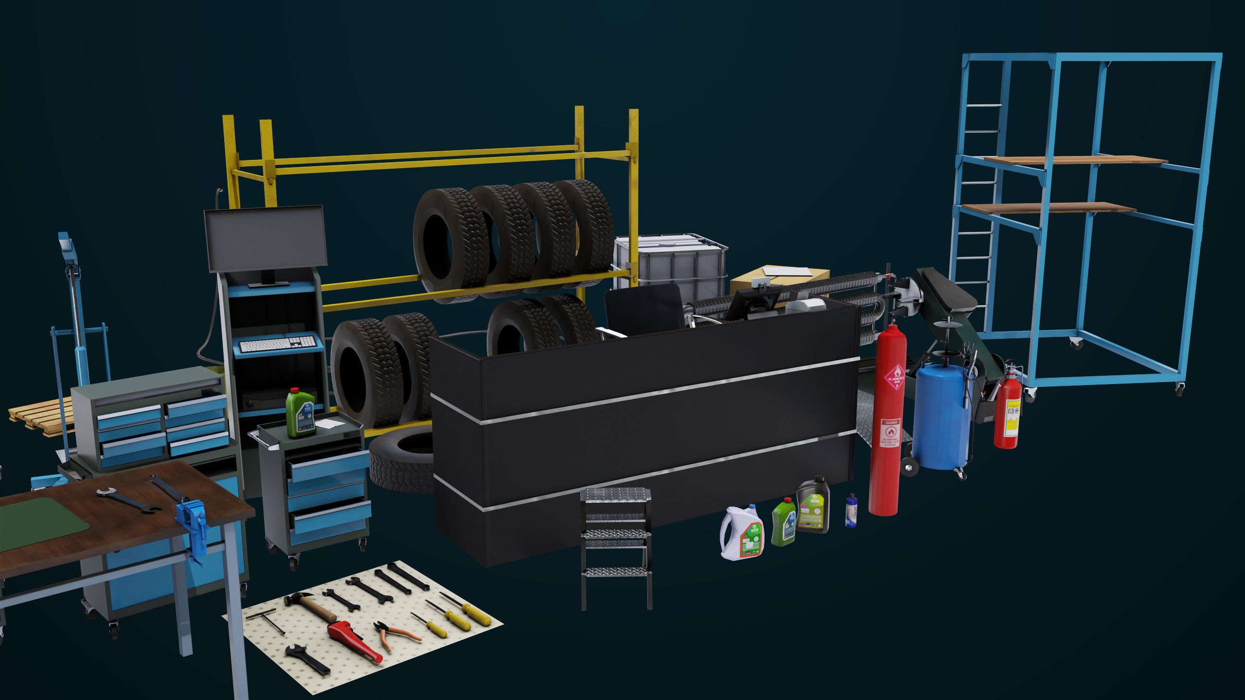 Workshop Tools Pack All PBR Unity UE Textures model Low-poly 3D model_13