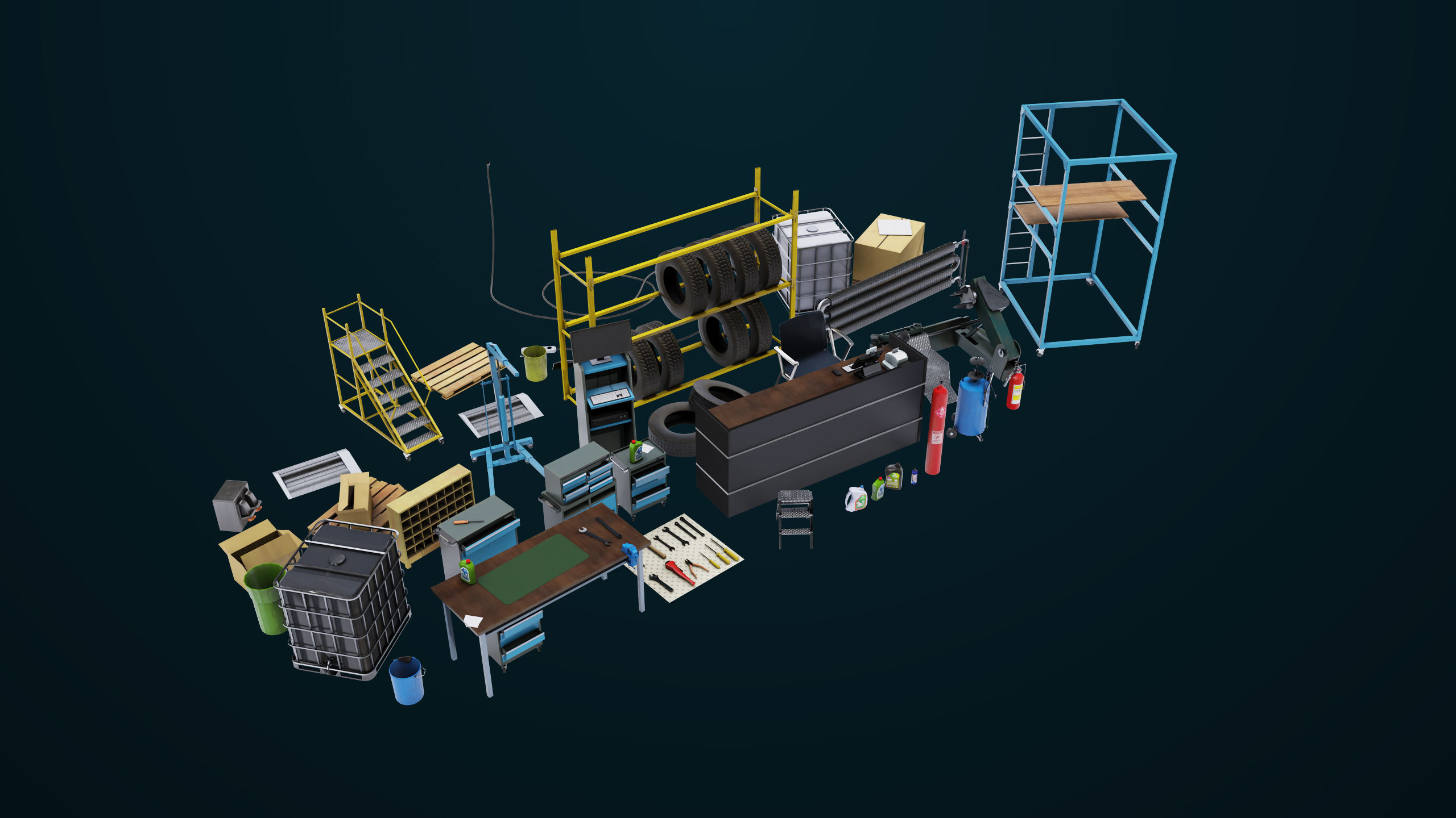 Workshop Tools Pack All PBR Unity UE Textures model Low-poly 3D model_6