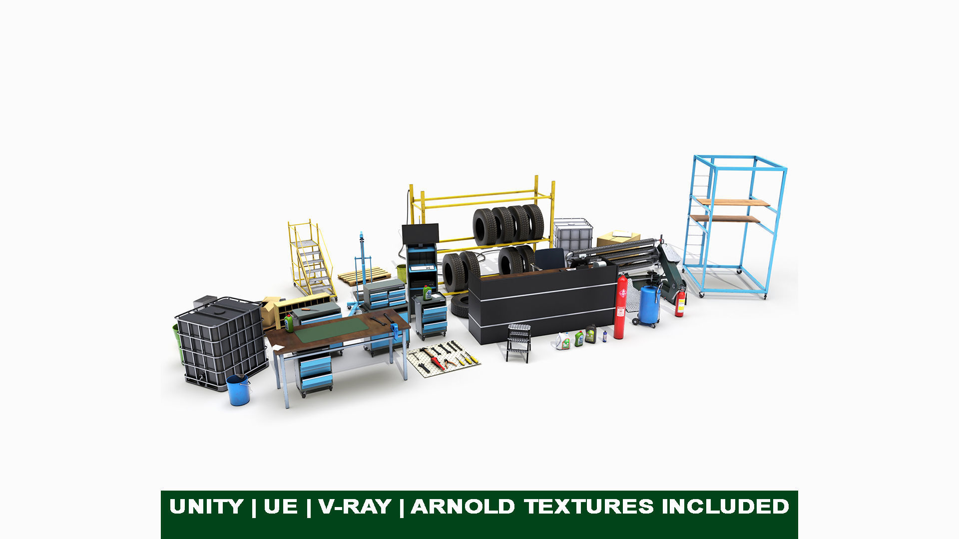 Workshop Tools Pack All PBR Unity UE Textures model Low-poly 3D model_1