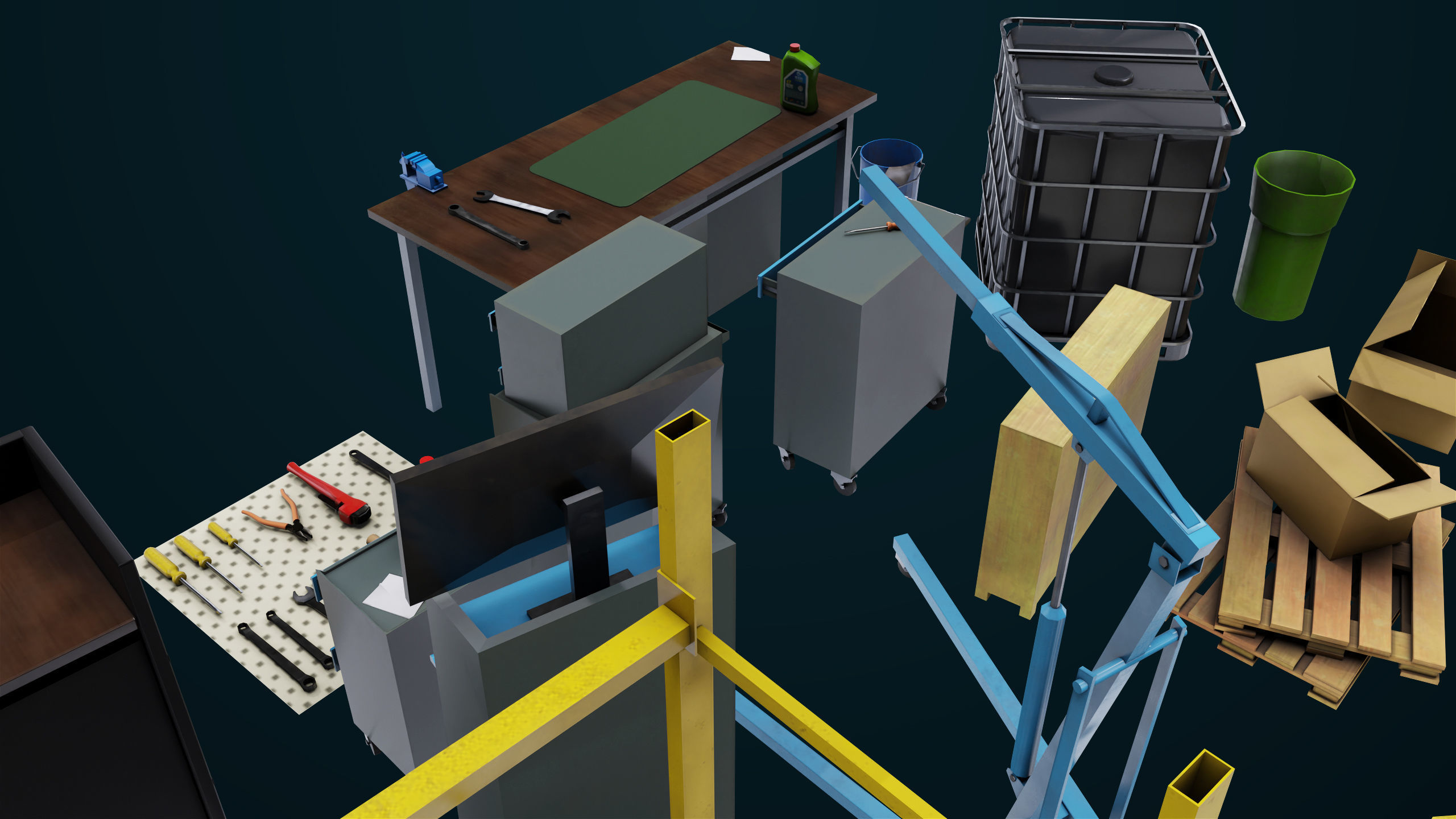 Workshop Tools Pack All PBR Unity UE Textures model Low-poly 3D model_18