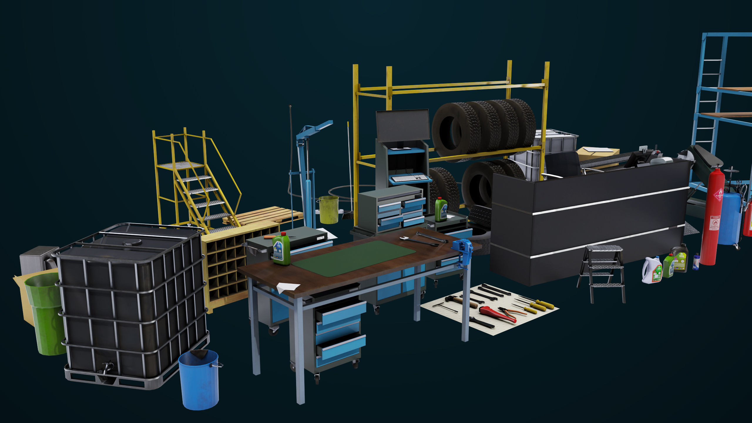 Workshop Tools Pack All PBR Unity UE Textures model Low-poly 3D model_12