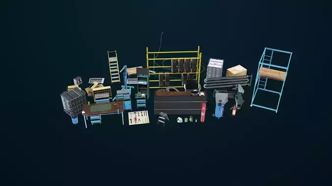 Workshop Tools Pack All PBR Unity UE Textures model Low-poly 3D model