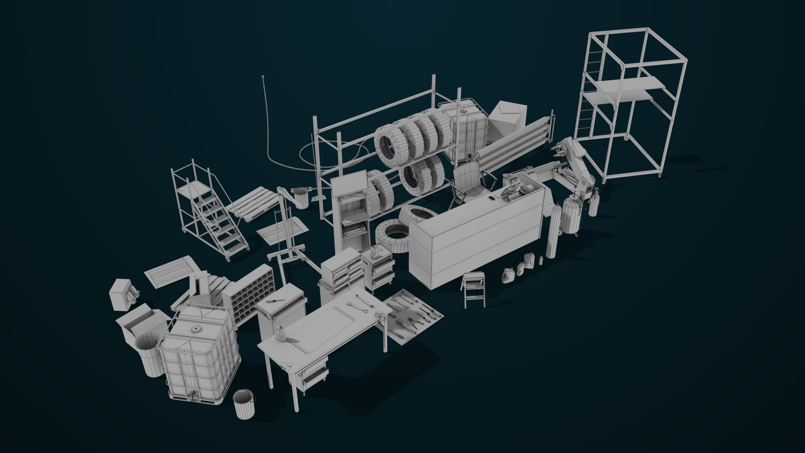 Workshop Tools Pack All PBR Unity UE Textures model Low-poly 3D model_41