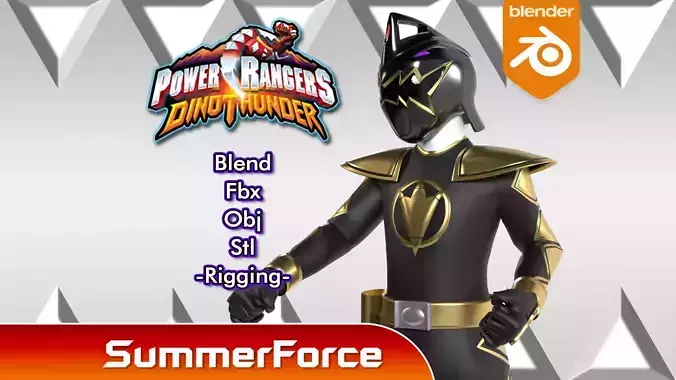 Black Dino Ranger - Dino Thunder Low-poly 3D model