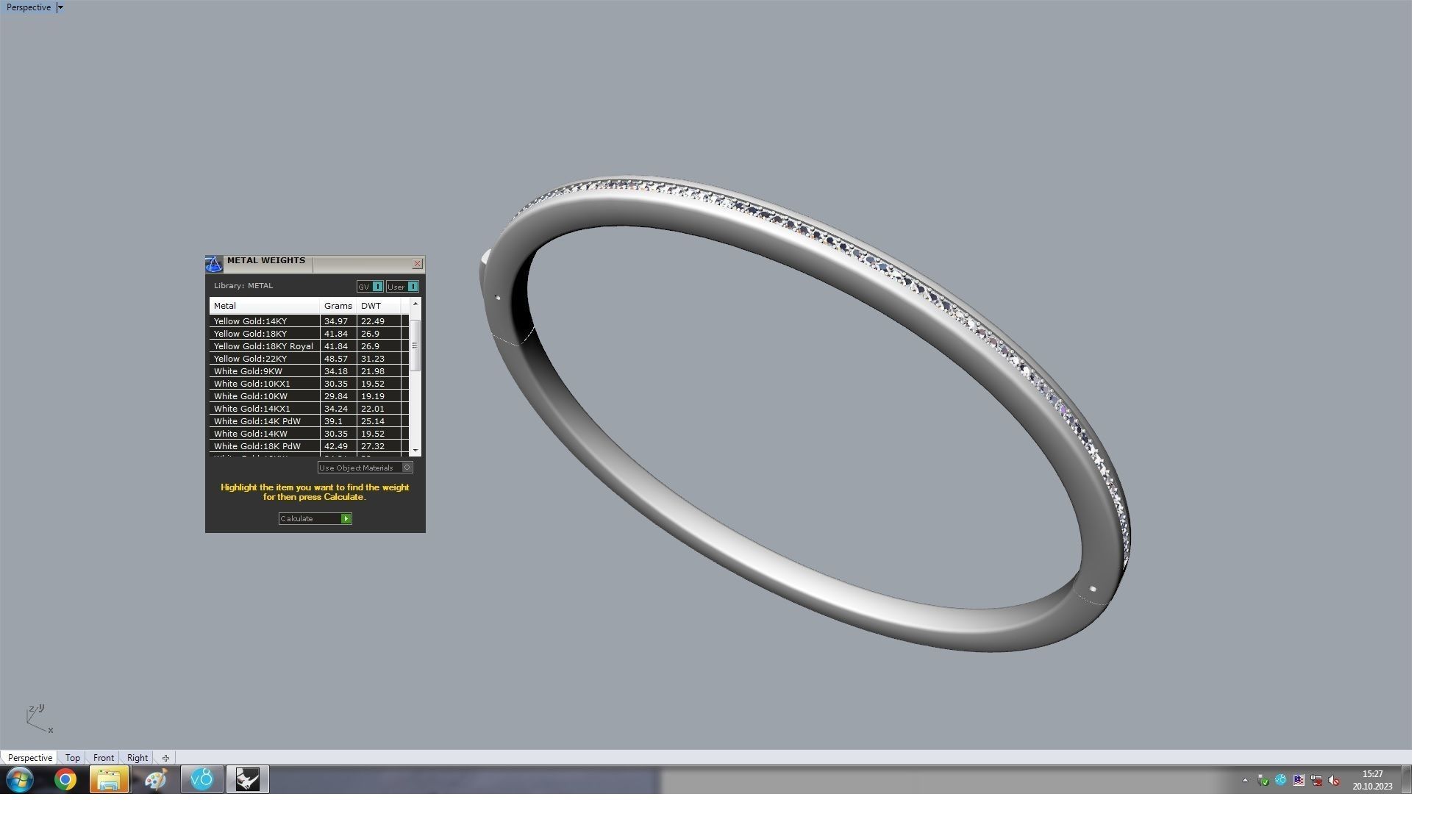 One Row Paved Bracelet 190mm 3D print model_15