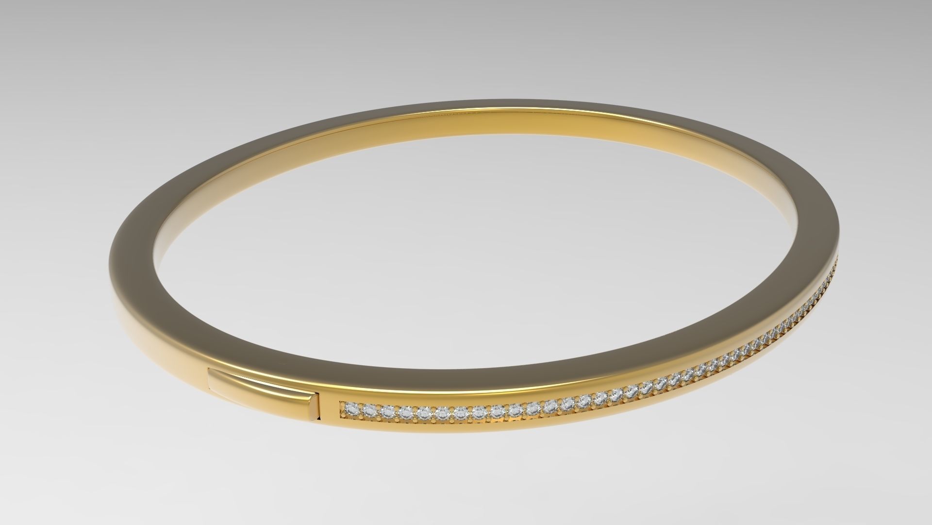 One Row Paved Bracelet 190mm 3D print model_5
