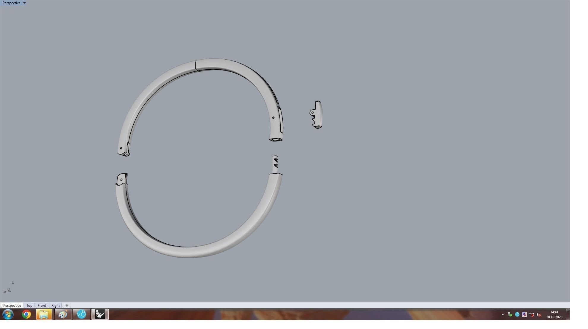 One Row Paved Bracelet 190mm 3D print model_12