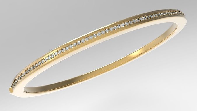 One Row Paved Bracelet 190mm 3D print model