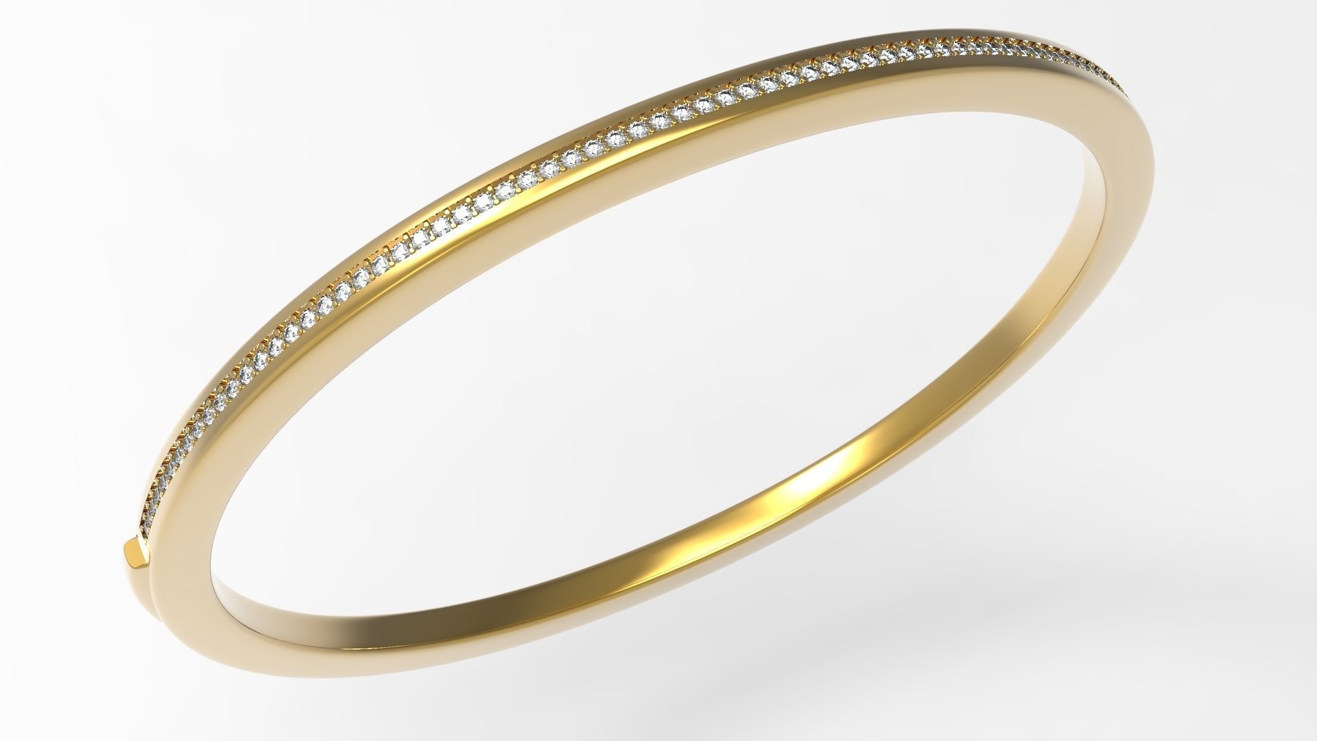 One Row Paved Bracelet 190mm 3D print model_4