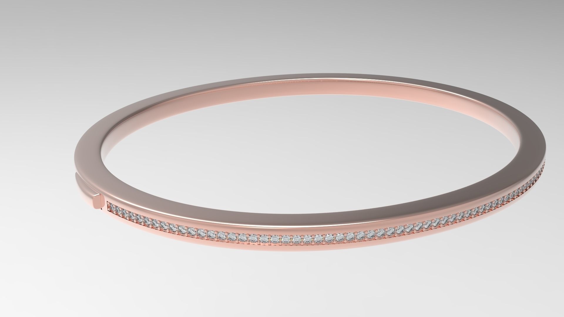 One Row Paved Bracelet 190mm 3D print model_7